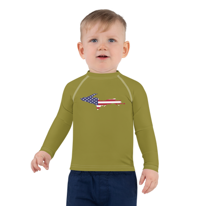 Michigan Upper Peninsula Rash Guard (w/ UP USA Flag) | Toddler - Scrub Gold