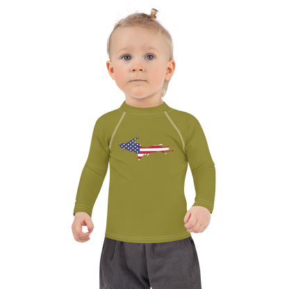 Michigan Upper Peninsula Rash Guard (w/ UP USA Flag) | Toddler - Scrub Gold