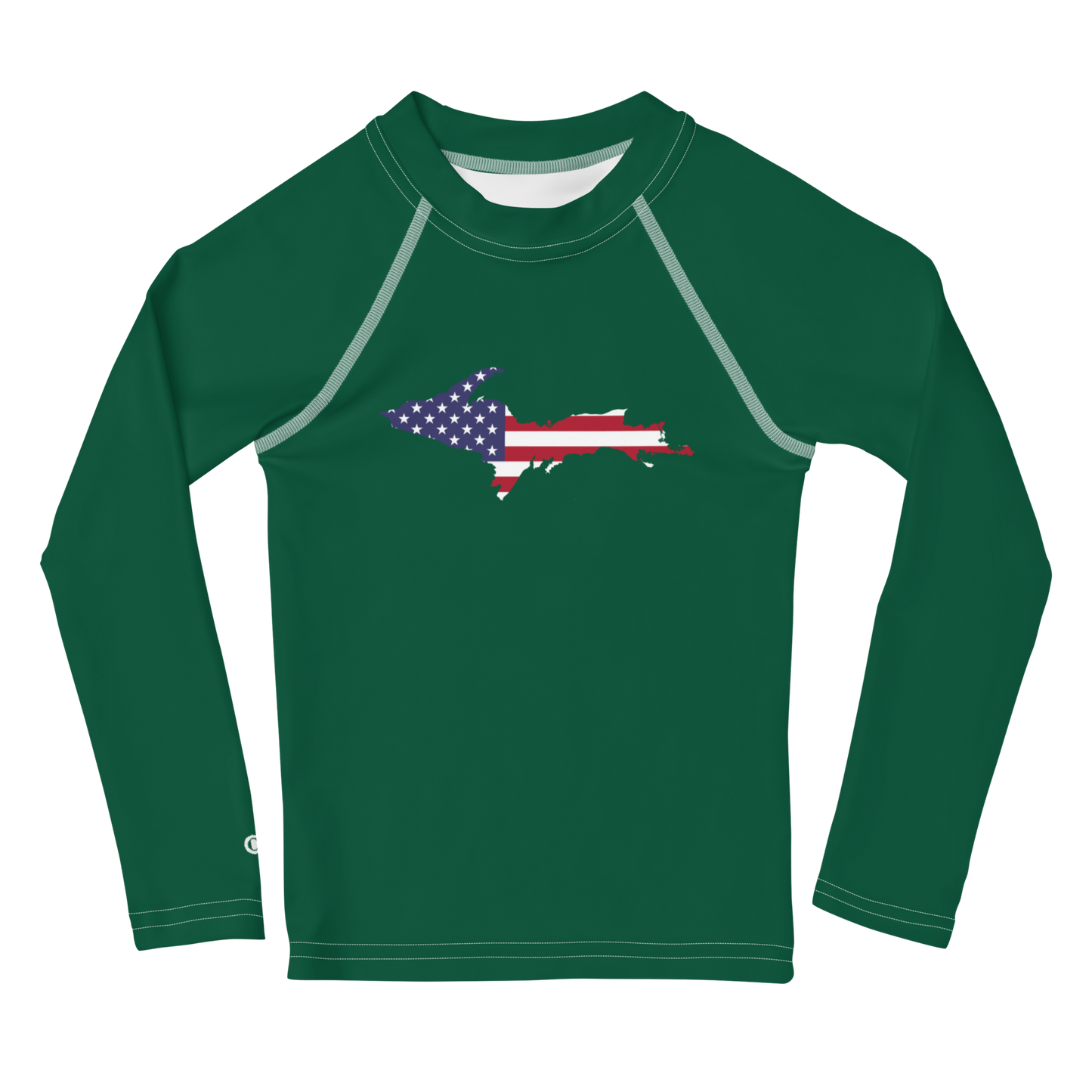 Michigan Upper Peninsula Rash Guard (w/ UP USA Flag) | Toddler - Superior Green