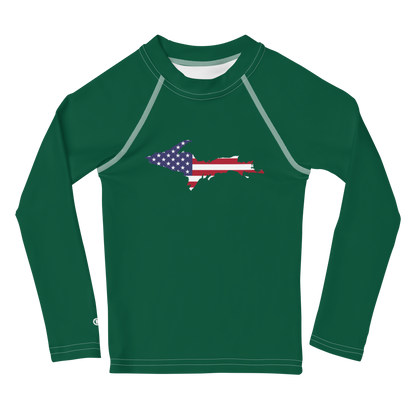 Michigan Upper Peninsula Rash Guard (w/ UP USA Flag) | Toddler - Superior Green