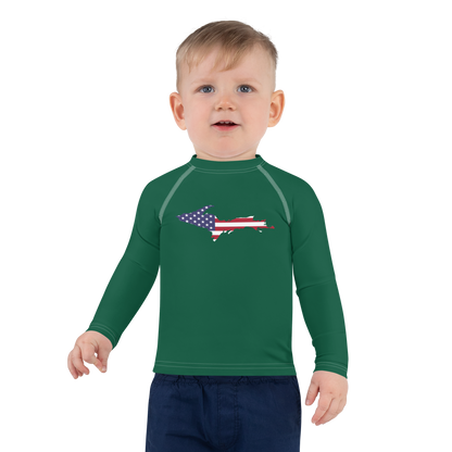 Michigan Upper Peninsula Rash Guard (w/ UP USA Flag) | Toddler - Superior Green