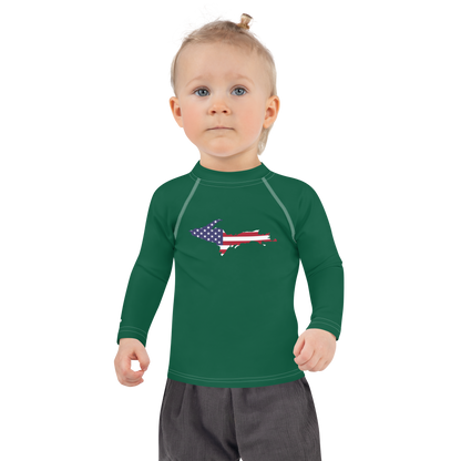 Michigan Upper Peninsula Rash Guard (w/ UP USA Flag) | Toddler - Superior Green