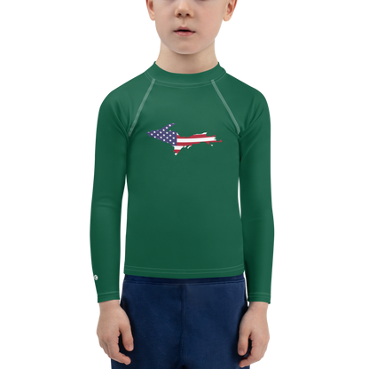 Michigan Upper Peninsula Rash Guard (w/ UP USA Flag) | Toddler - Superior Green