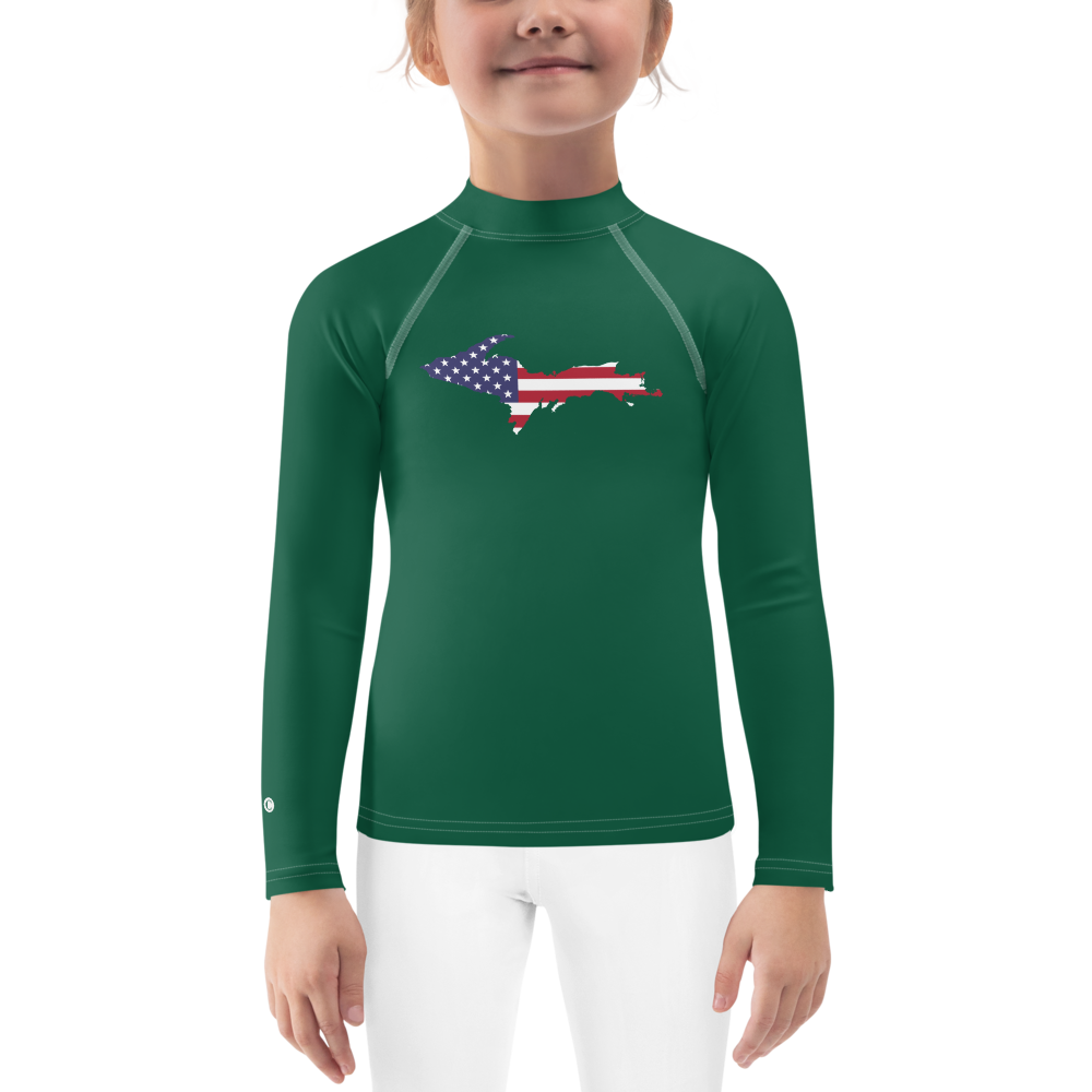 Michigan Upper Peninsula Rash Guard (w/ UP USA Flag) | Toddler - Superior Green