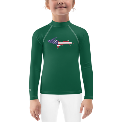 Michigan Upper Peninsula Rash Guard (w/ UP USA Flag) | Toddler - Superior Green