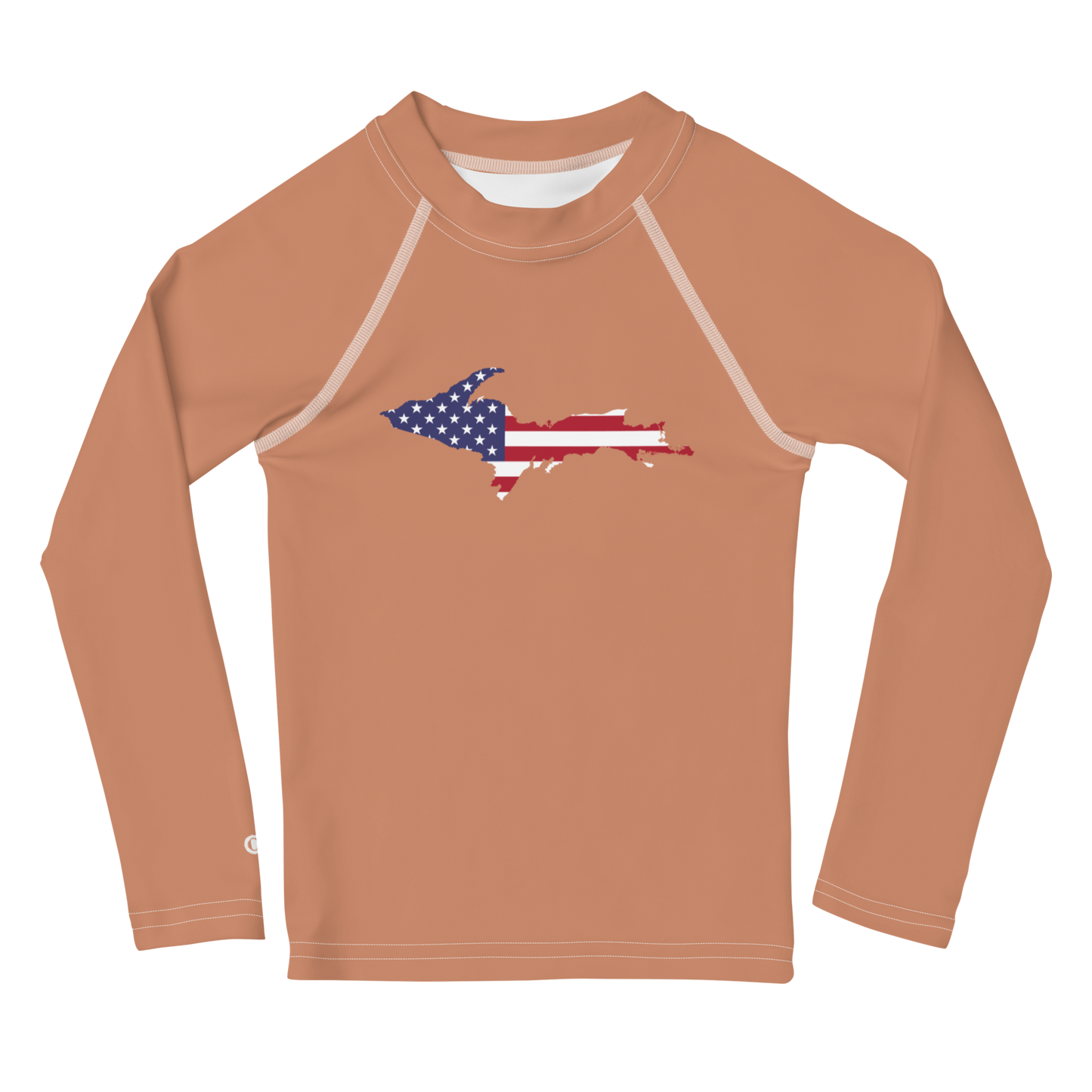 Michigan Upper Peninsula Rash Guard (w/ UP USA Flag) | Toddler - Copper Color