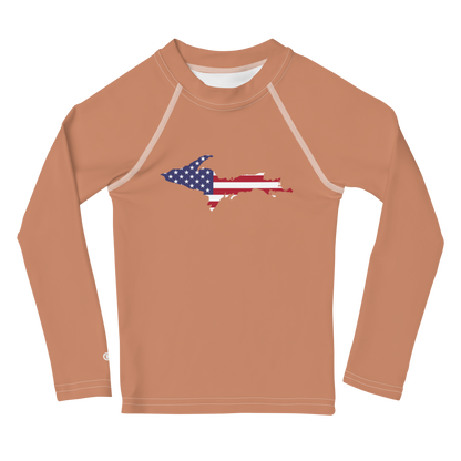 Michigan Upper Peninsula Rash Guard (w/ UP USA Flag) | Toddler - Copper Color