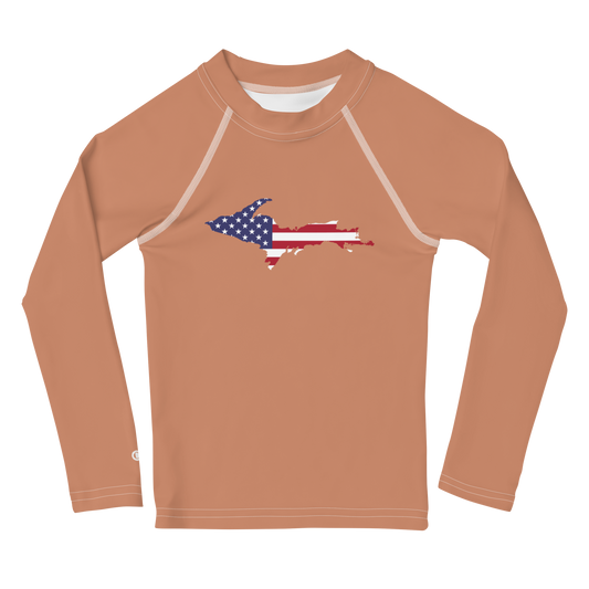 Michigan Upper Peninsula Rash Guard (w/ UP USA Flag) | Toddler - Copper Color