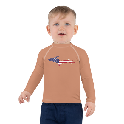 Michigan Upper Peninsula Rash Guard (w/ UP USA Flag) | Toddler - Copper Color