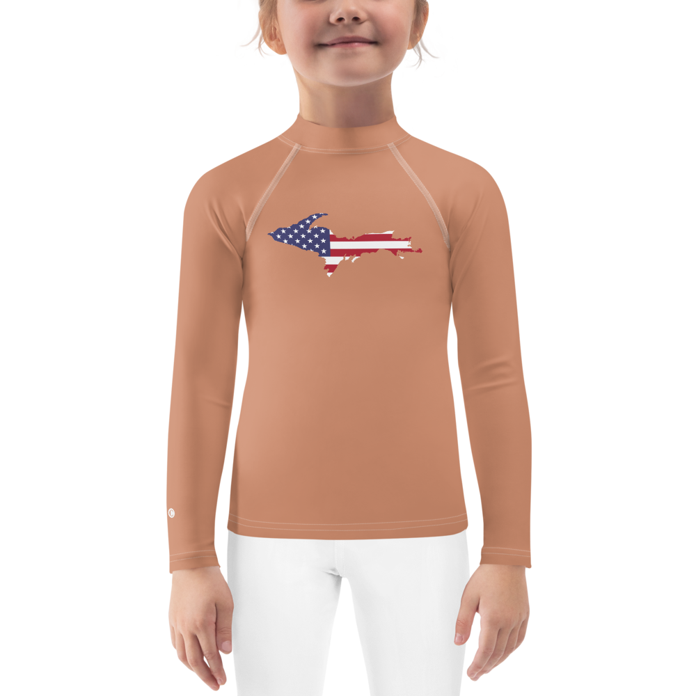 Michigan Upper Peninsula Rash Guard (w/ UP USA Flag) | Toddler - Copper Color