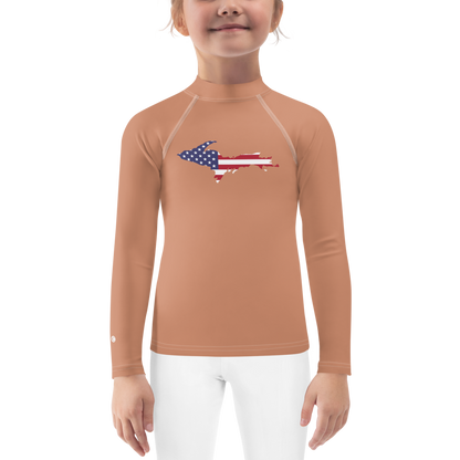 Michigan Upper Peninsula Rash Guard (w/ UP USA Flag) | Toddler - Copper Color