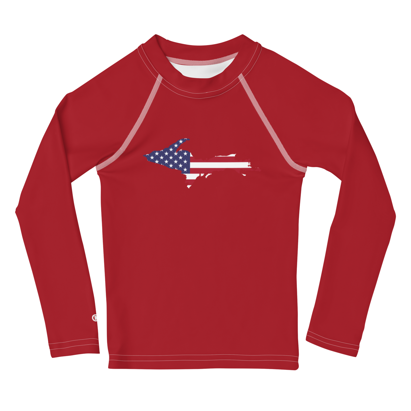 Michigan Upper Peninsula Rash Guard (w/ UP USA Flag) | Toddler - Thimbleberry Red