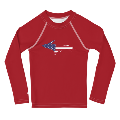 Michigan Upper Peninsula Rash Guard (w/ UP USA Flag) | Toddler - Thimbleberry Red