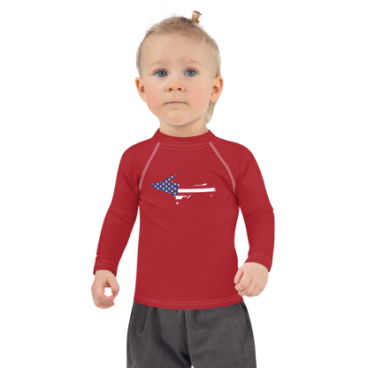 Michigan Upper Peninsula Rash Guard (w/ UP USA Flag) | Toddler - Thimbleberry Red