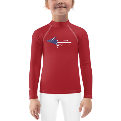 Michigan Upper Peninsula Rash Guard (w/ UP USA Flag) | Toddler - Thimbleberry Red