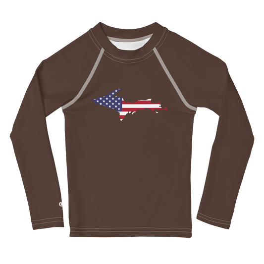 Michigan Upper Peninsula Rash Guard (w/ UP USA Flag) | Toddler - Hickory Color