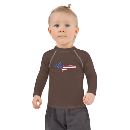 Michigan Upper Peninsula Rash Guard (w/ UP USA Flag) | Toddler - Hickory Color