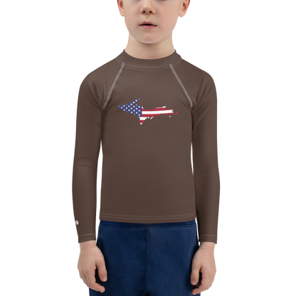 Michigan Upper Peninsula Rash Guard (w/ UP USA Flag) | Toddler - Hickory Color