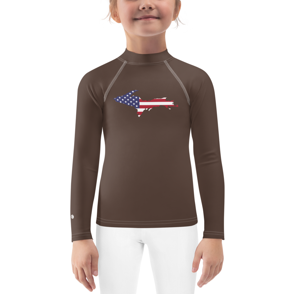 Michigan Upper Peninsula Rash Guard (w/ UP USA Flag) | Toddler - Hickory Color