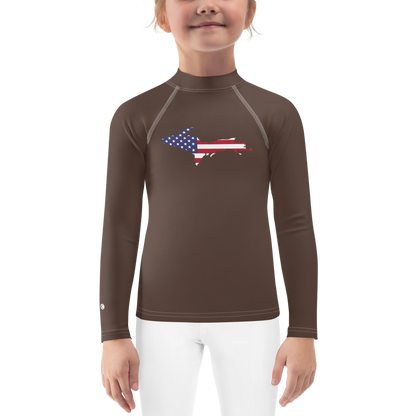 Michigan Upper Peninsula Rash Guard (w/ UP USA Flag) | Toddler - Hickory Color