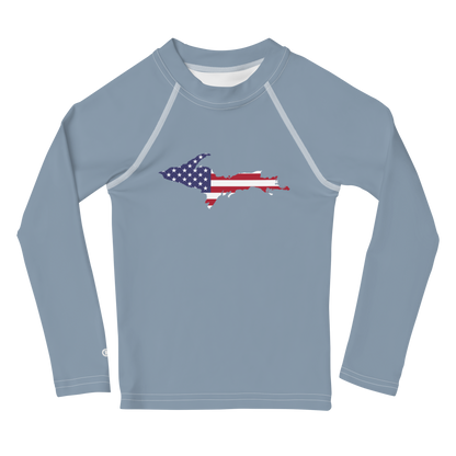 Michigan Upper Peninsula Rash Guard (w/ UP USA Flag) | Toddler - B-24 Grey