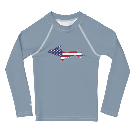 Michigan Upper Peninsula Rash Guard (w/ UP USA Flag) | Toddler - B-24 Grey