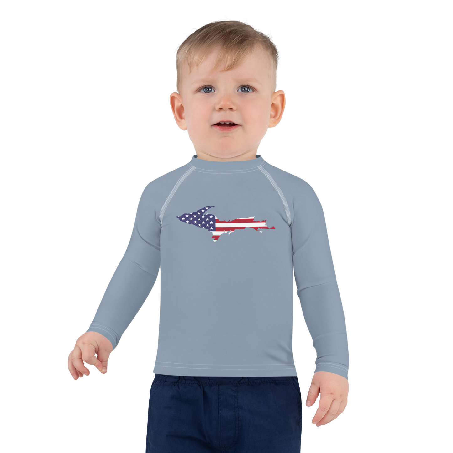 Michigan Upper Peninsula Rash Guard (w/ UP USA Flag) | Toddler - B-24 Grey