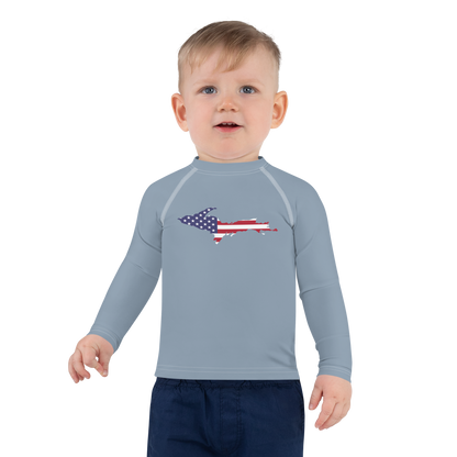 Michigan Upper Peninsula Rash Guard (w/ UP USA Flag) | Toddler - B-24 Grey