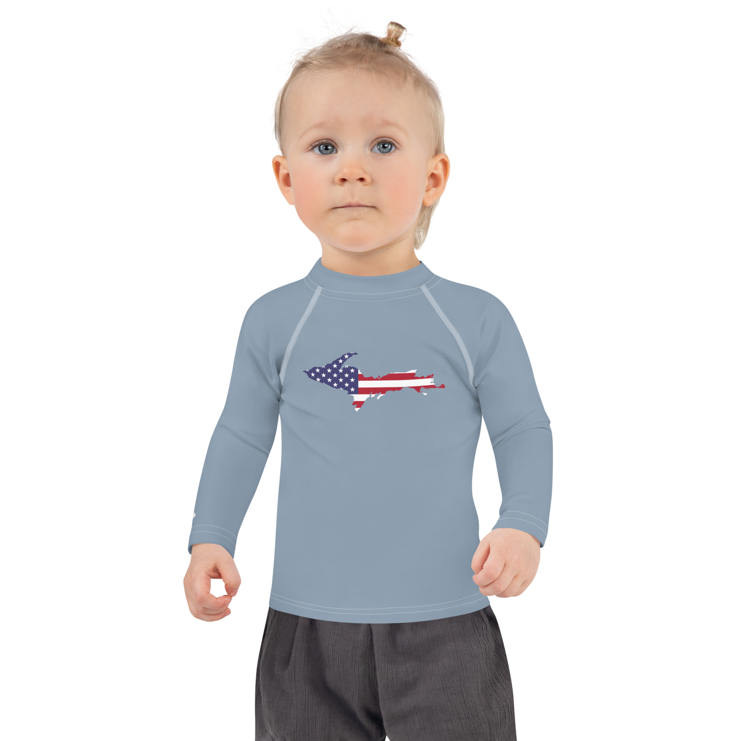 Michigan Upper Peninsula Rash Guard (w/ UP USA Flag) | Toddler - B-24 Grey