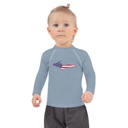 Michigan Upper Peninsula Rash Guard (w/ UP USA Flag) | Toddler - B-24 Grey