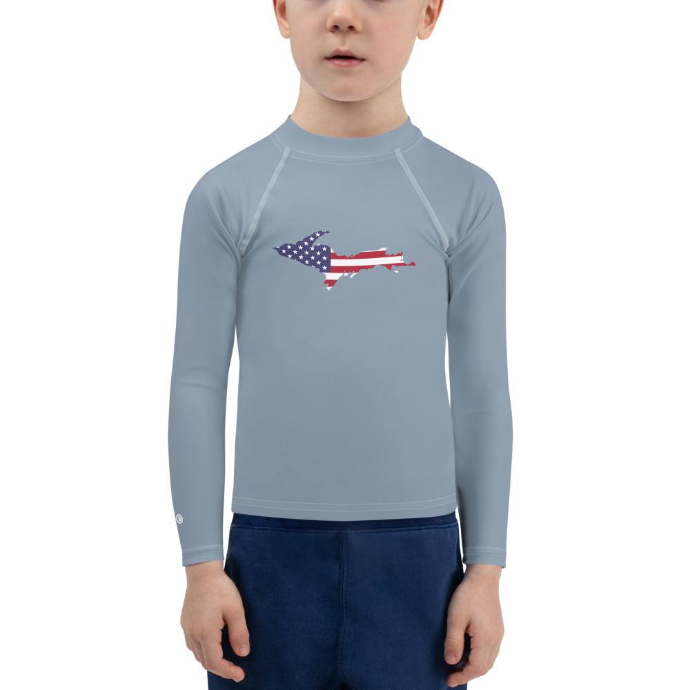 Michigan Upper Peninsula Rash Guard (w/ UP USA Flag) | Toddler - B-24 Grey