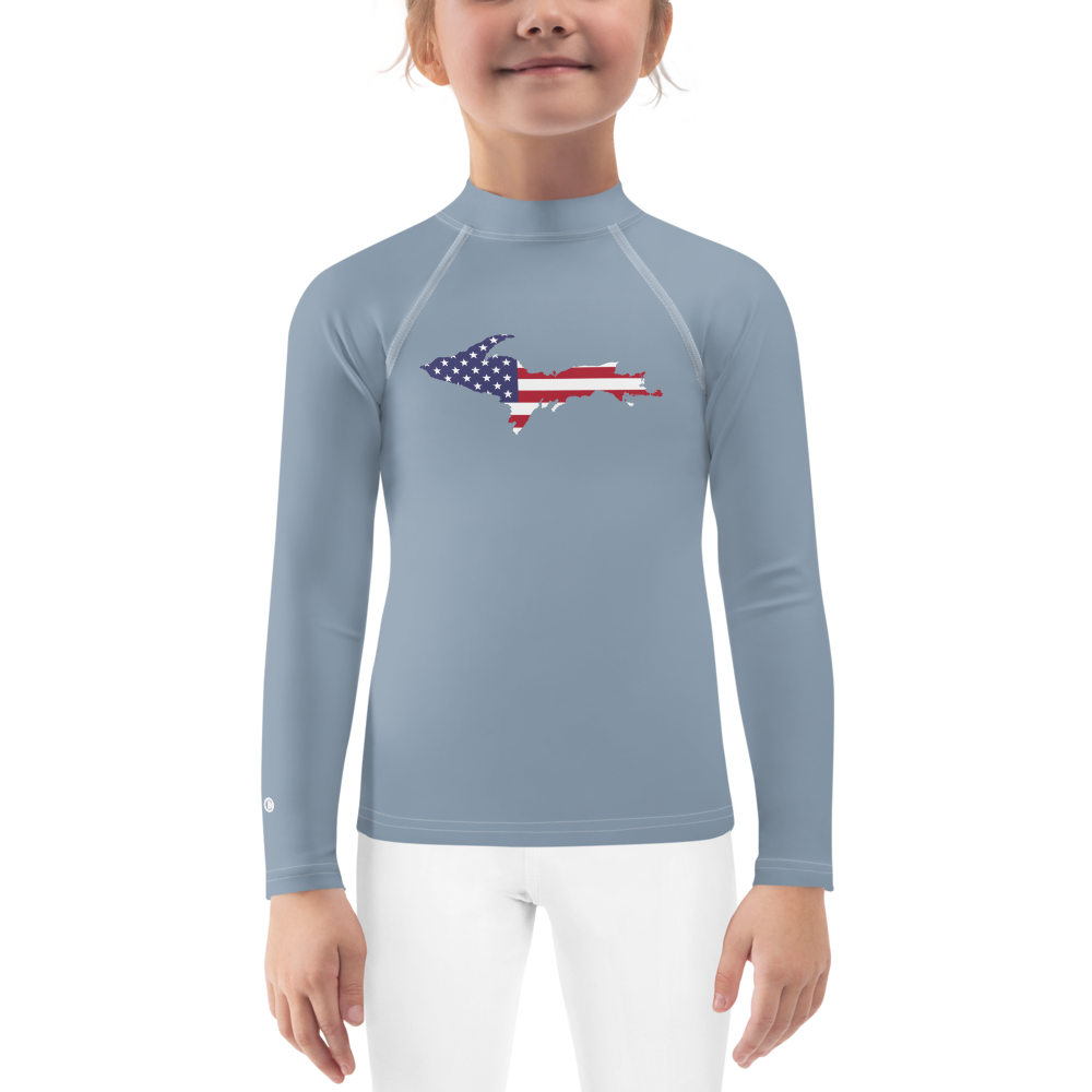 Michigan Upper Peninsula Rash Guard (w/ UP USA Flag) | Toddler - B-24 Grey