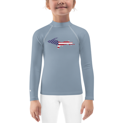 Michigan Upper Peninsula Rash Guard (w/ UP USA Flag) | Toddler - B-24 Grey