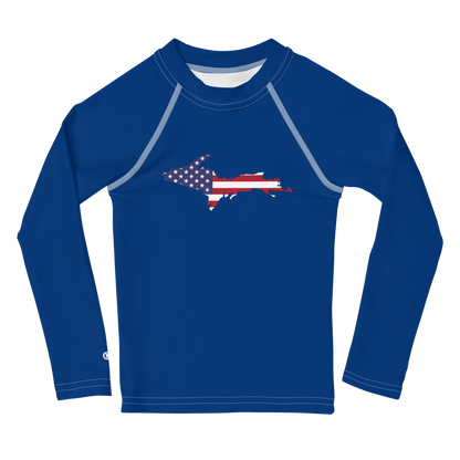 Michigan Upper Peninsula Rash Guard (w/ UP USA Flag) | Toddler - Dearborn Blue