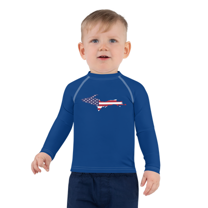 Michigan Upper Peninsula Rash Guard (w/ UP USA Flag) | Toddler - Dearborn Blue