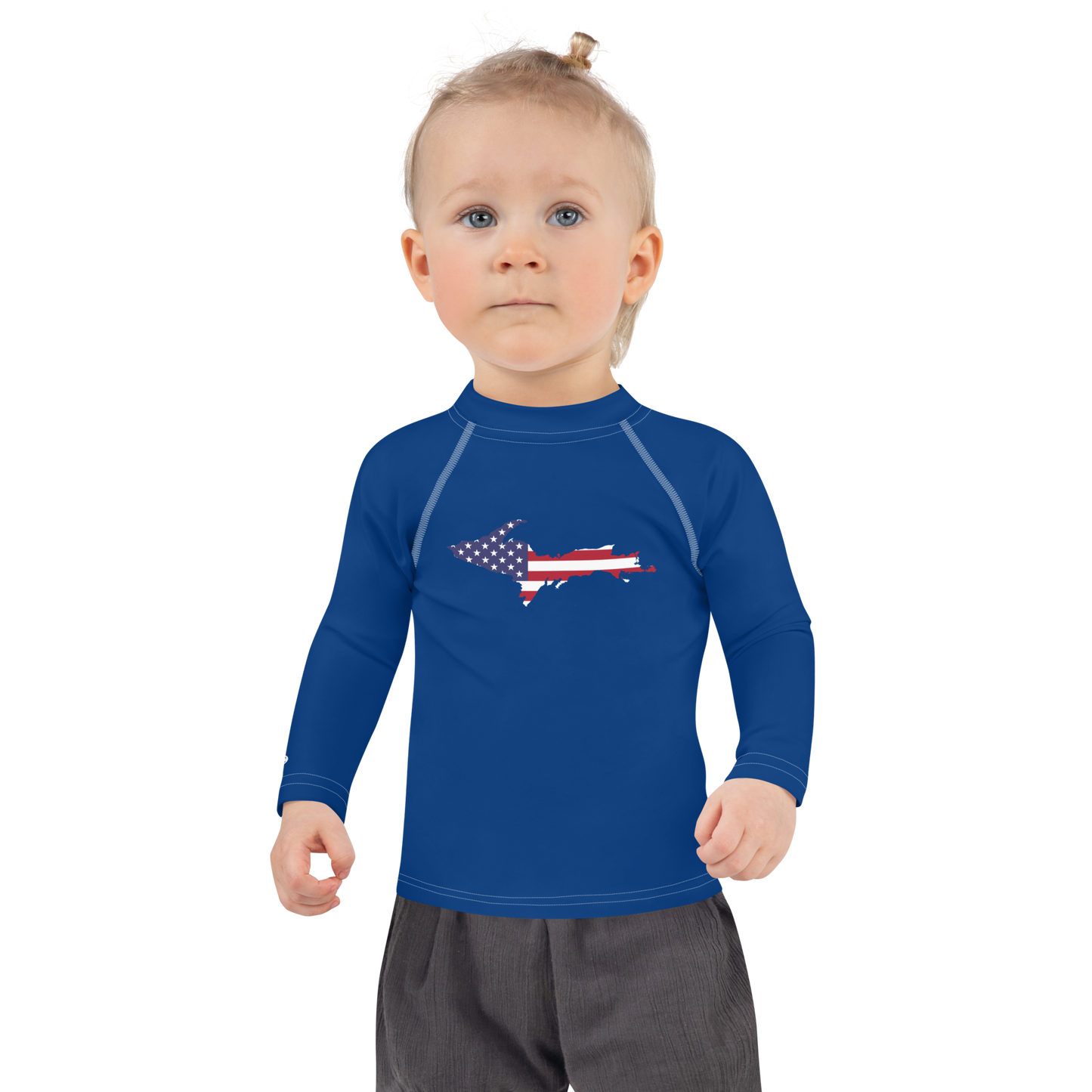 Michigan Upper Peninsula Rash Guard (w/ UP USA Flag) | Toddler - Dearborn Blue