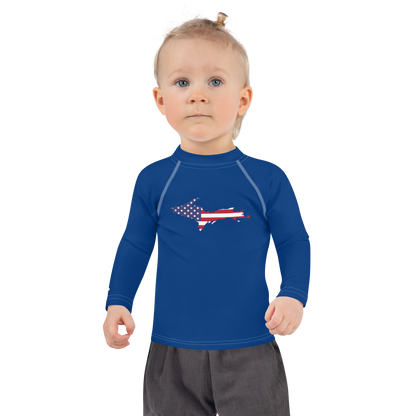 Michigan Upper Peninsula Rash Guard (w/ UP USA Flag) | Toddler - Dearborn Blue