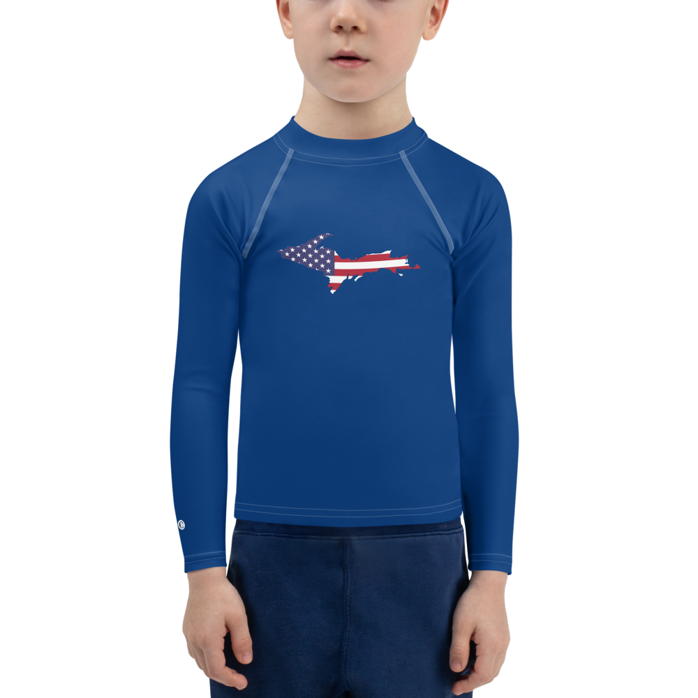 Michigan Upper Peninsula Rash Guard (w/ UP USA Flag) | Toddler - Dearborn Blue