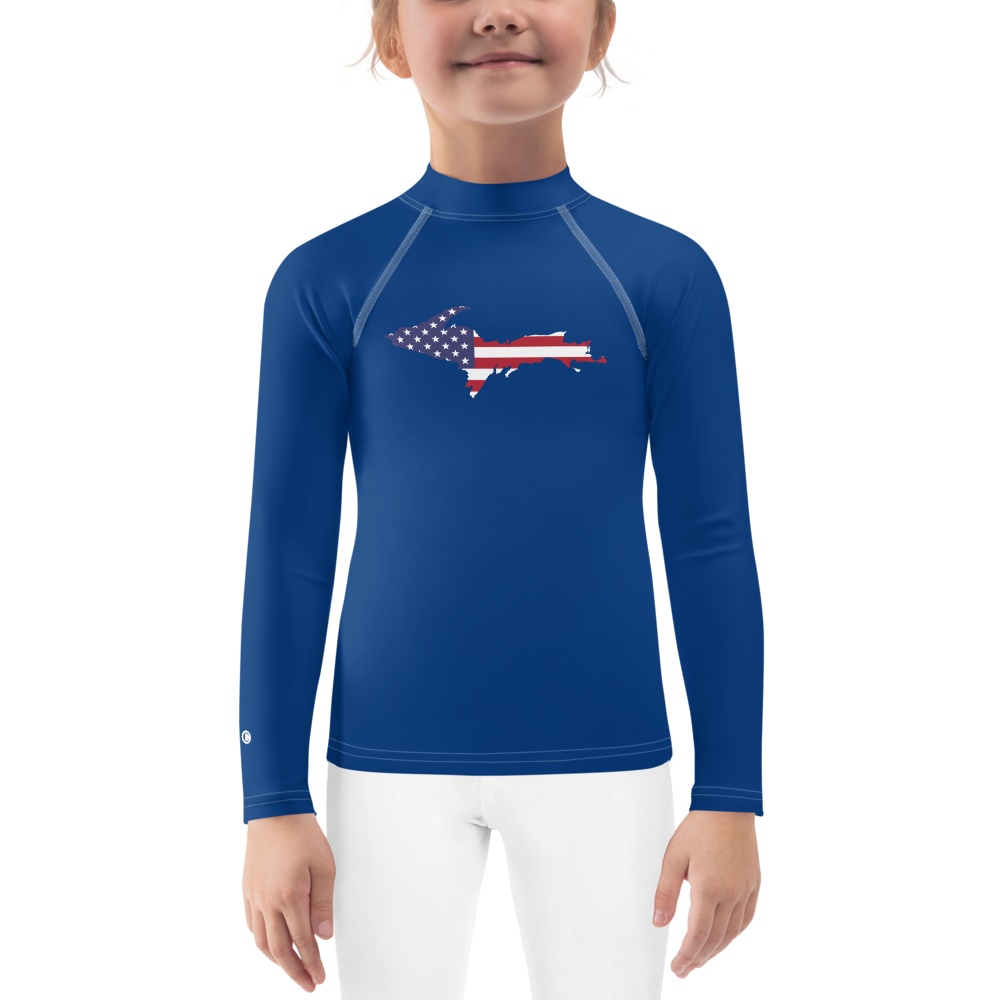 Michigan Upper Peninsula Rash Guard (w/ UP USA Flag) | Toddler - Dearborn Blue