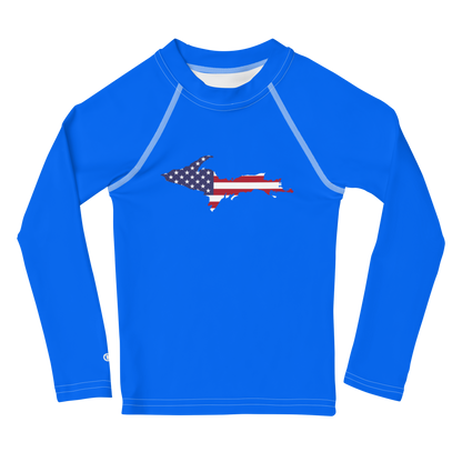 Michigan Upper Peninsula Rash Guard (w/ UP USA Flag) | Toddler - Motor Town Blue