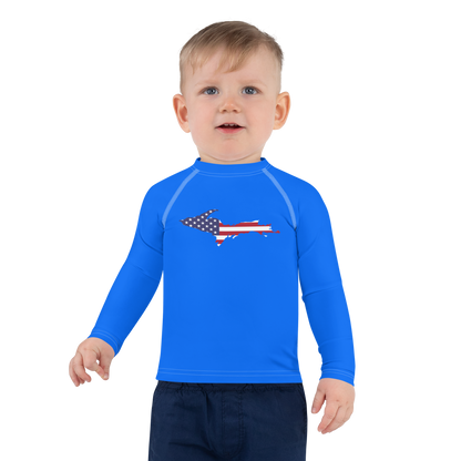 Michigan Upper Peninsula Rash Guard (w/ UP USA Flag) | Toddler - Motor Town Blue