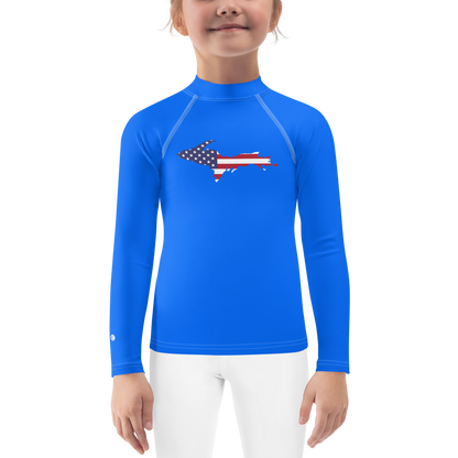 Michigan Upper Peninsula Rash Guard (w/ UP USA Flag) | Toddler - Motor Town Blue