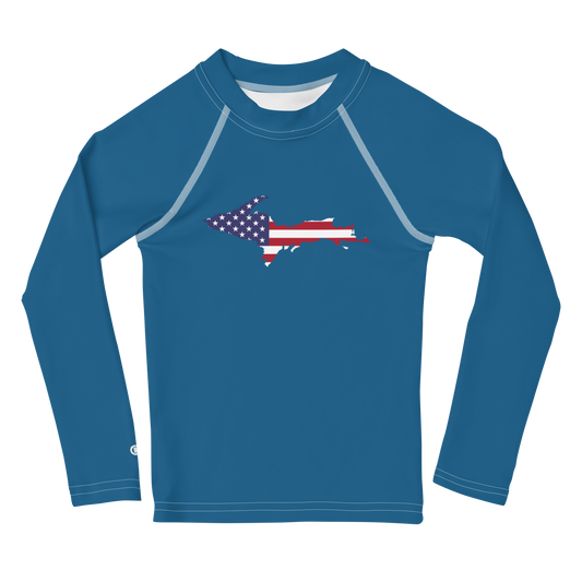 Michigan Upper Peninsula Rash Guard (w/ UP USA Flag) | Toddler - Blueberry