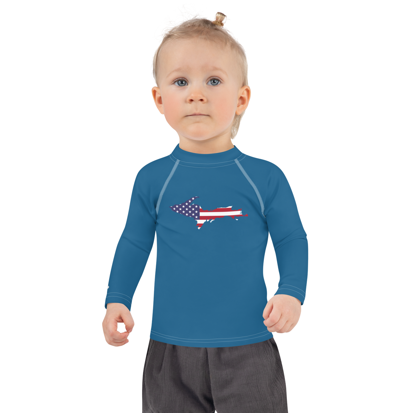 Michigan Upper Peninsula Rash Guard (w/ UP USA Flag) | Toddler - Blueberry