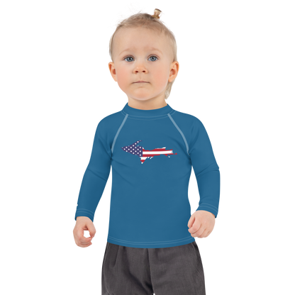 Michigan Upper Peninsula Rash Guard (w/ UP USA Flag) | Toddler - Blueberry