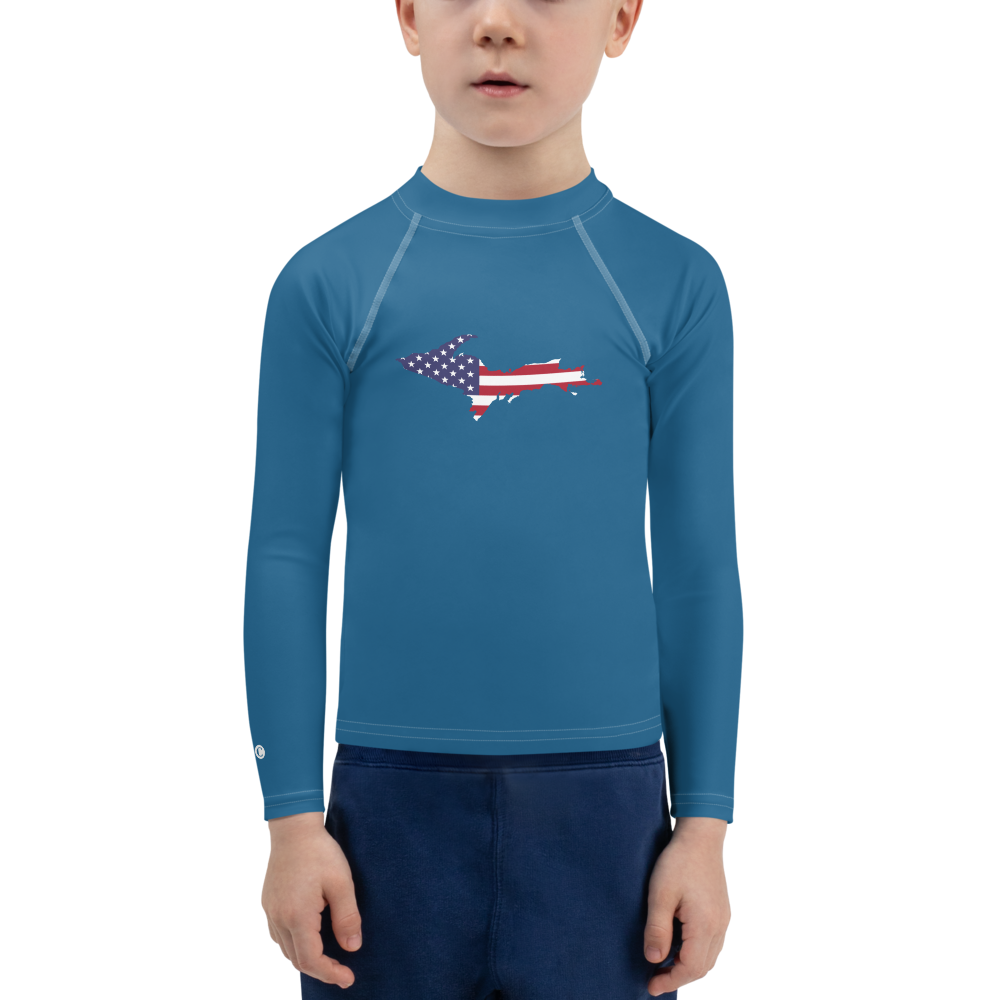 Michigan Upper Peninsula Rash Guard (w/ UP USA Flag) | Toddler - Blueberry