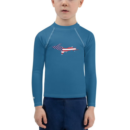 Michigan Upper Peninsula Rash Guard (w/ UP USA Flag) | Toddler - Blueberry