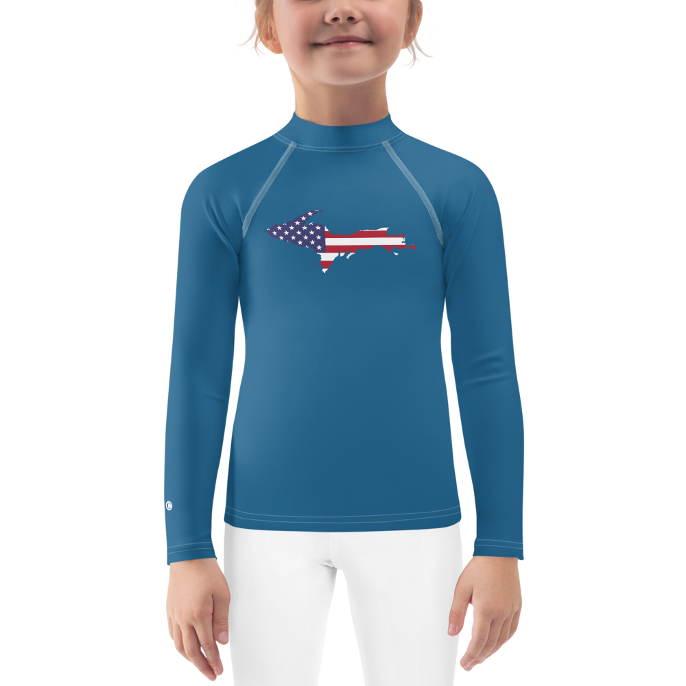 Michigan Upper Peninsula Rash Guard (w/ UP USA Flag) | Toddler - Blueberry