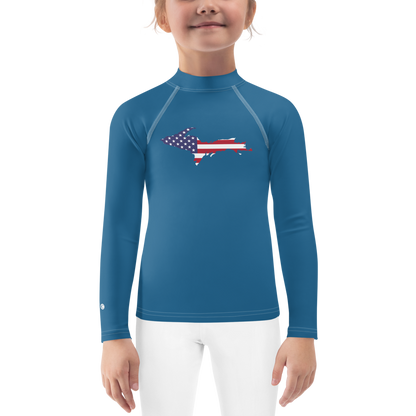 Michigan Upper Peninsula Rash Guard (w/ UP USA Flag) | Toddler - Blueberry