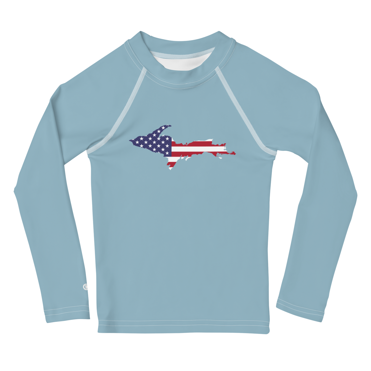 Michigan Upper Peninsula Rash Guard (w/ UP USA Flag) | Toddler - Opal Blue